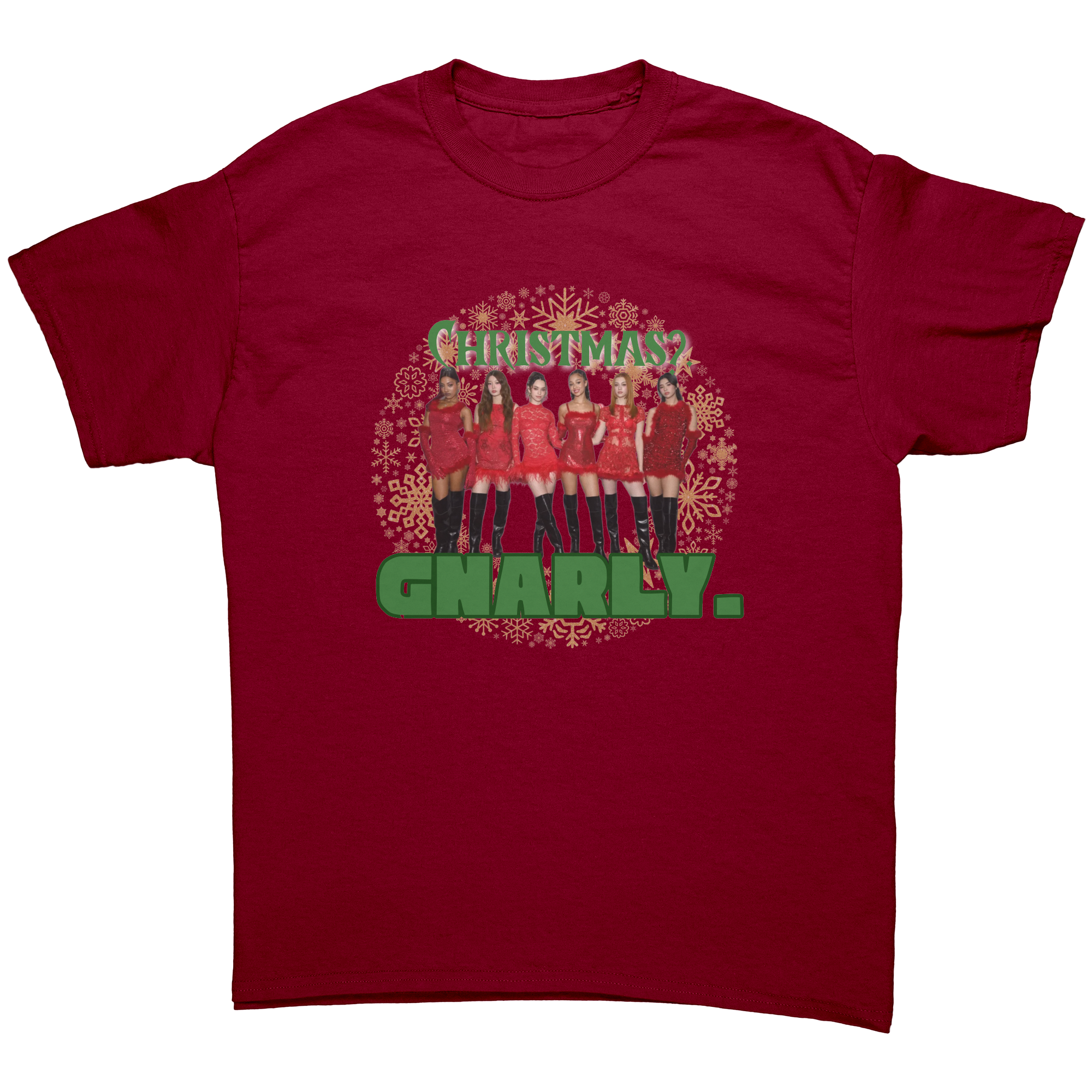 Christmas_Gnarly_Katseye_T-Shirt__Kpo_Cardinal_Red_Front_Mockup.png