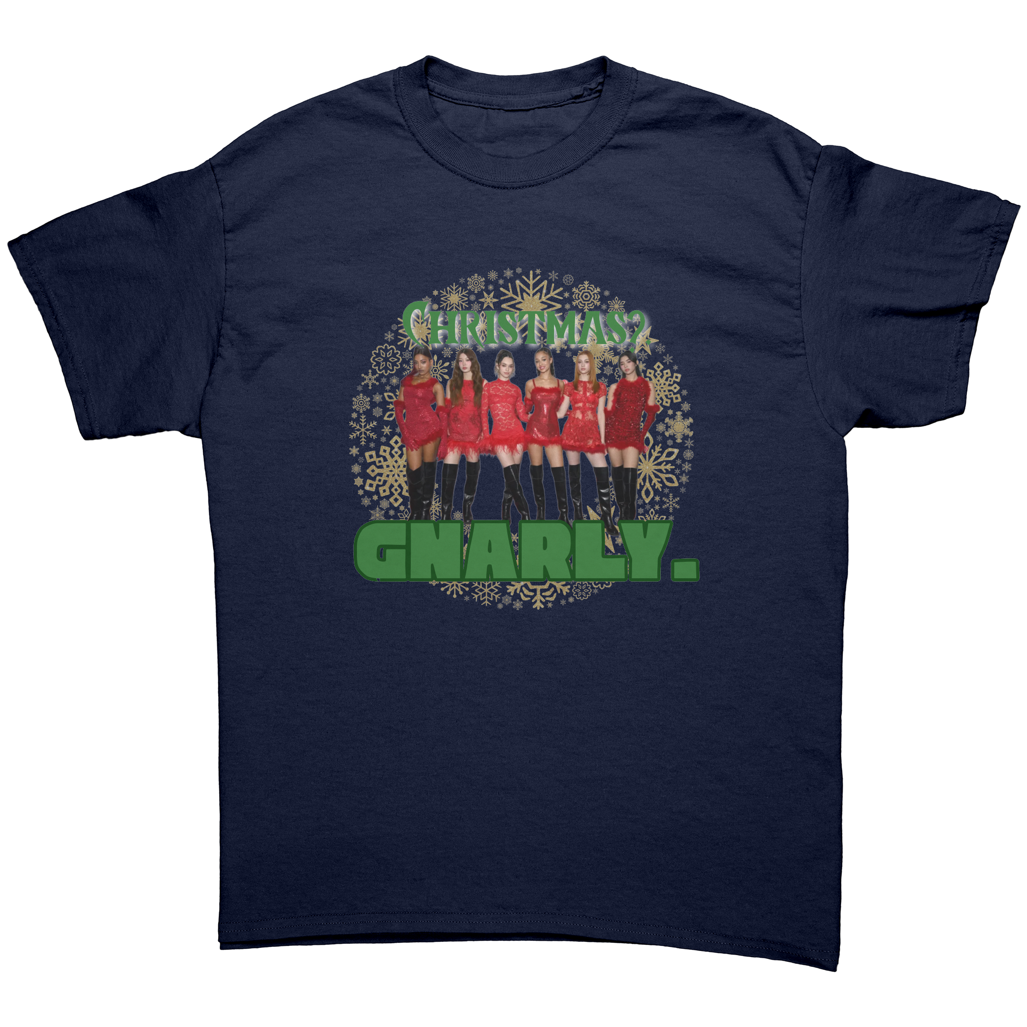 Christmas_Gnarly_Katseye_T-Shirt__Kpo_Navy_Front_Mockup.png