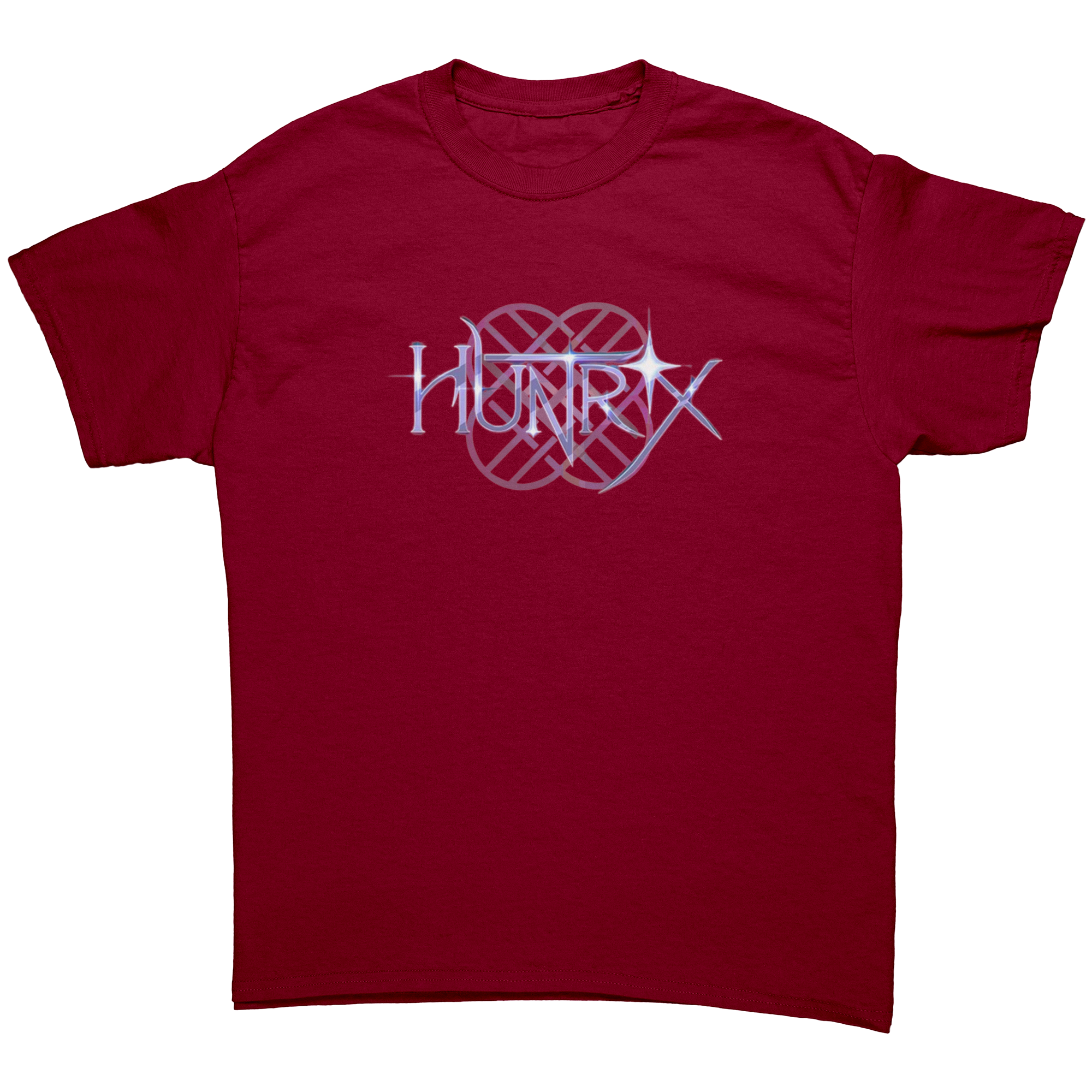 Huntrix_T-Shirt__Futuristic_Demon_Hun_Cardinal_Red_Front_Mockup.png