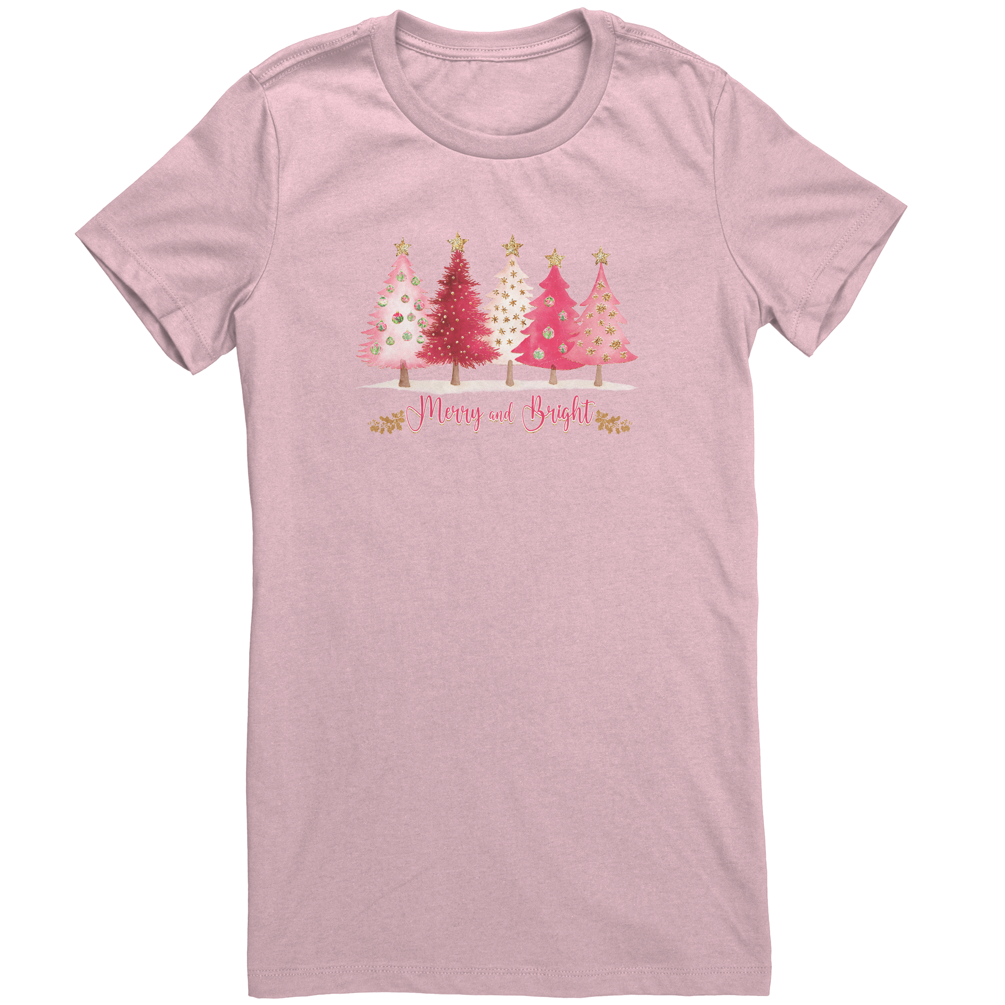 Merry_and_Bright_Christmas_T-Shirt__Pin_Pink_Mockup.png