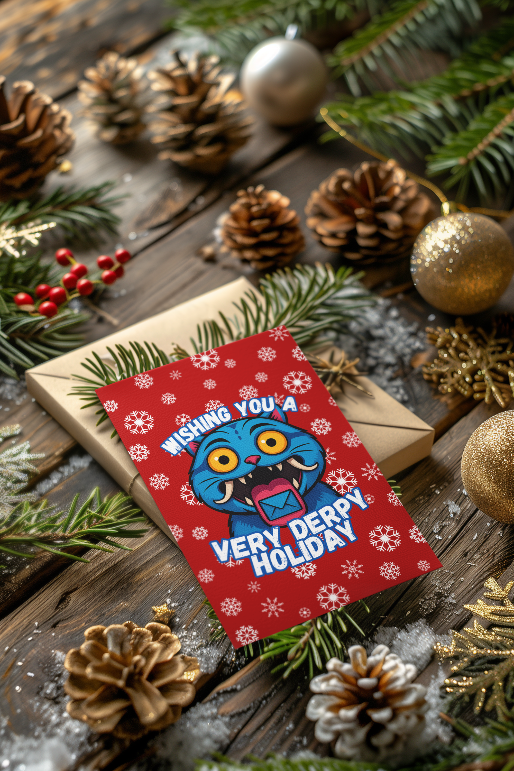 “Wishing You a Very Derpy Holiday” – K-Pop Derpy Tiger Christmas Card