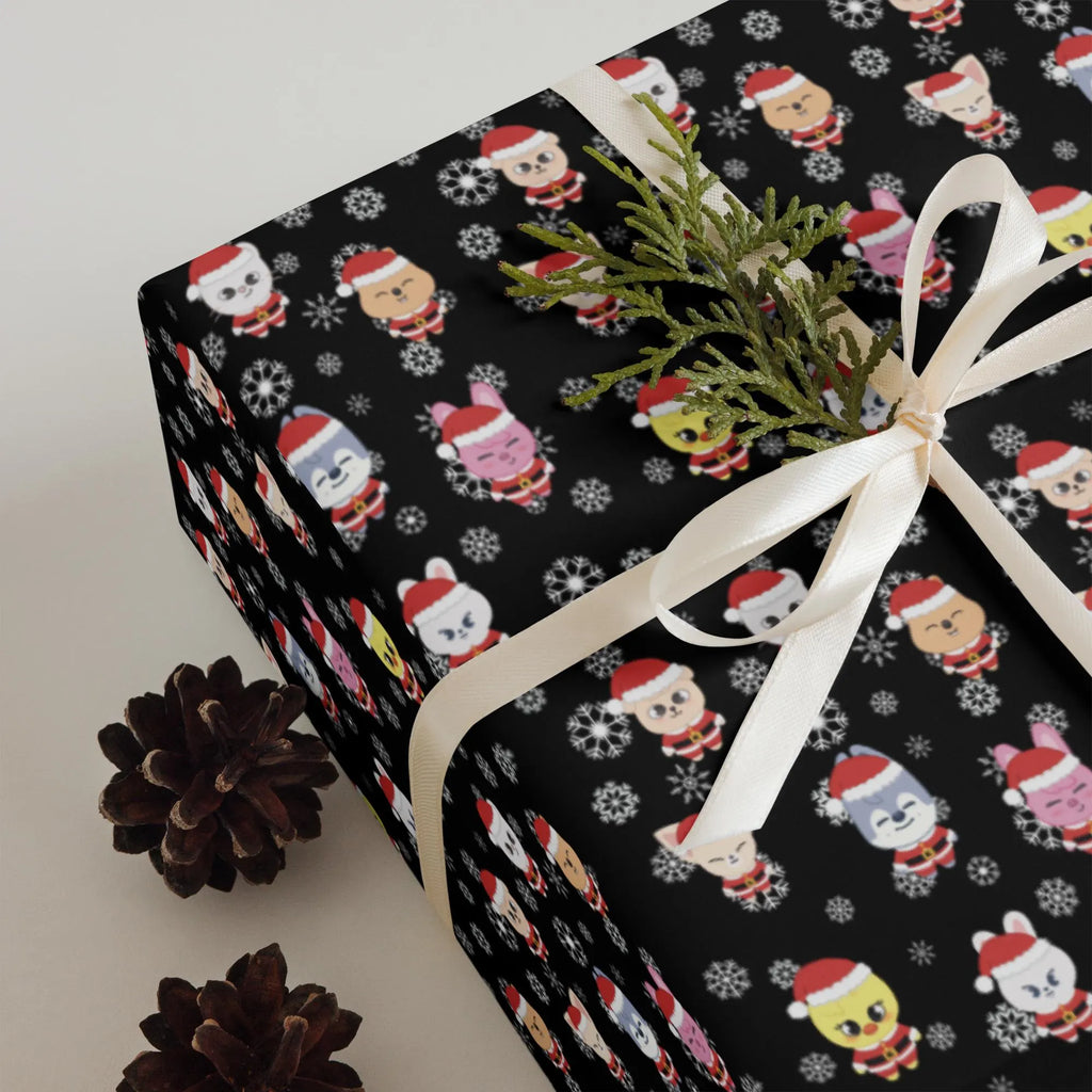 SKZOO Christmas Wrapping Paper – Set of 3 Sheets – Green, Red & Black Holiday Gift Wrap