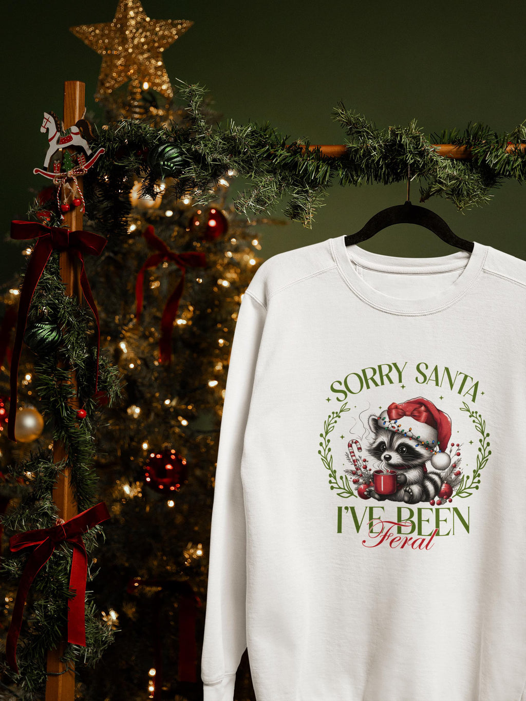 Sorry Santa, I’ve Been Feral Raccoon Christmas Sweatshirt