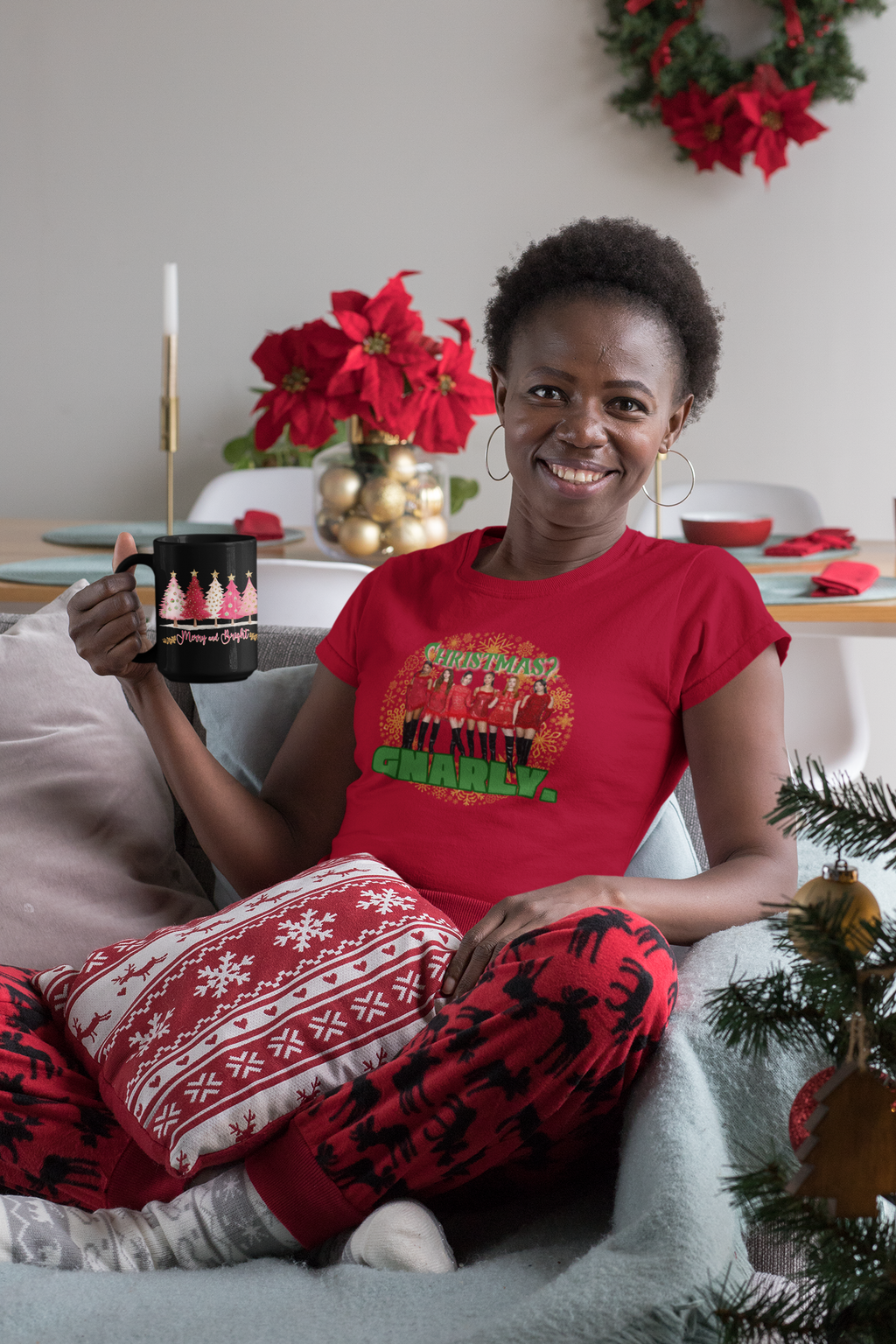 Christmas? Gnarly. Fitted Katseye Tee | Eyekon Christmas Shirt